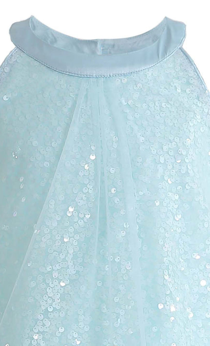 kids atelier mimi tutu Blue Amelisse Sequin Back Bow Dress