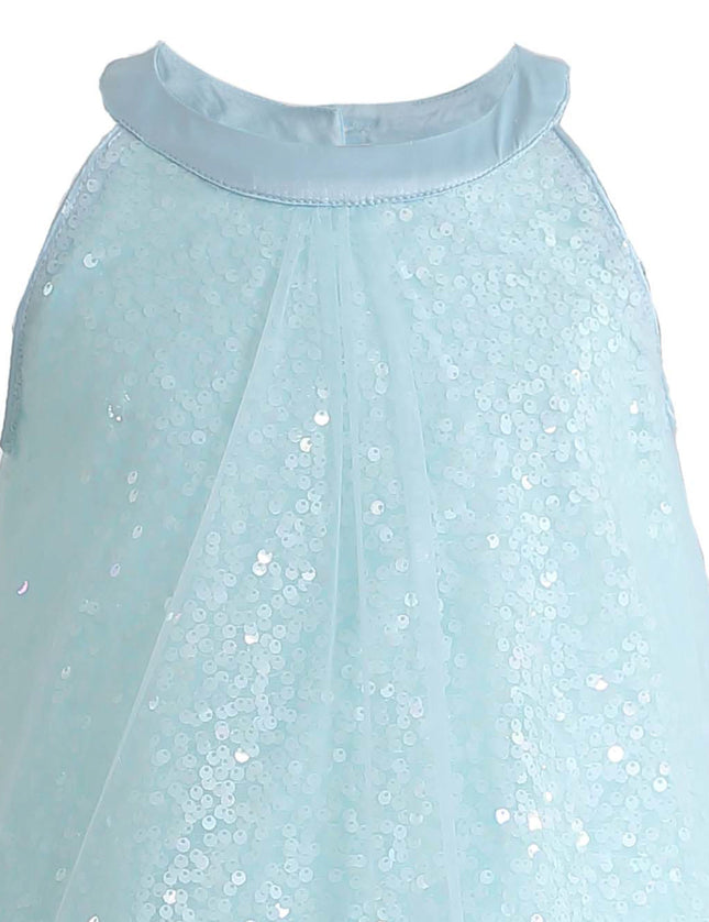kids atelier mimi tutu Blue Amelisse Sequin Back Bow Dress