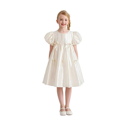 kids atelier mimi tutu Beige Sena Petal Bow Dress