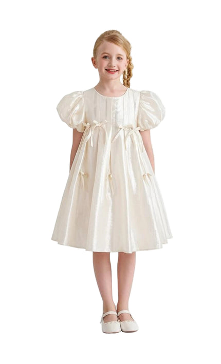 kids atelier mimi tutu Beige Sena Petal Bow Dress