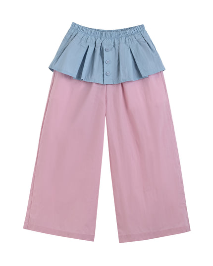 kids atelier mimi tutu Pink Pants with Blue Overlay