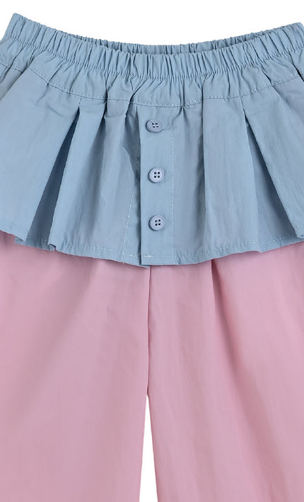 kids atelier mimi tutu Pink Pants with Blue Overlay