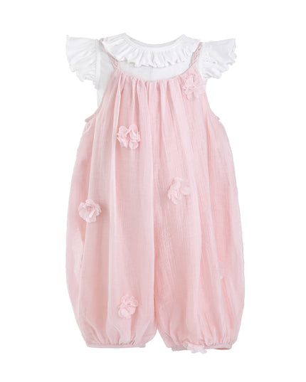 kids atelier mimi tutu Pink Romper & White Top Set
