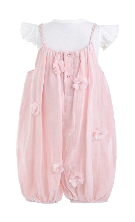kids atelier mimi tutu Pink Romper & White Top Set