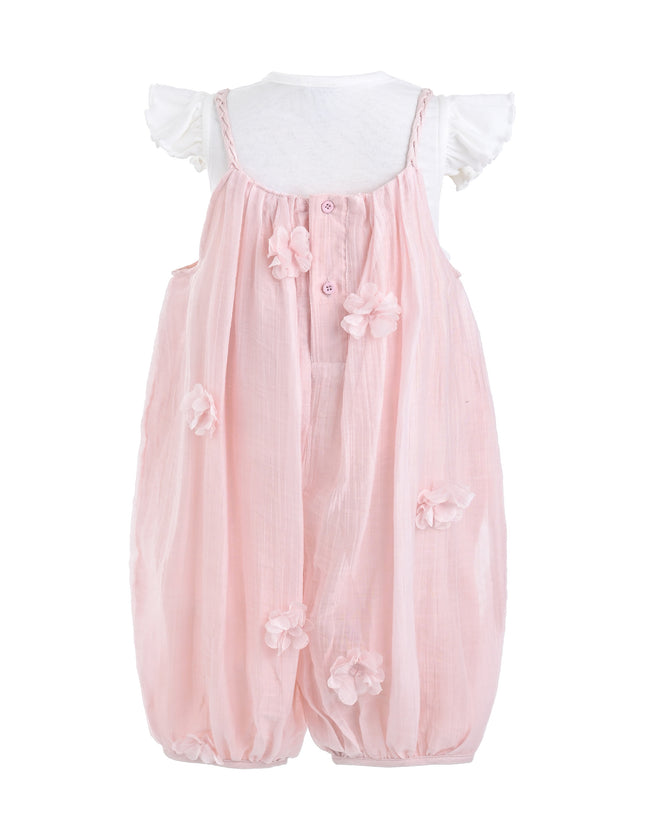 kids atelier mimi tutu Pink Romper & White Top Set