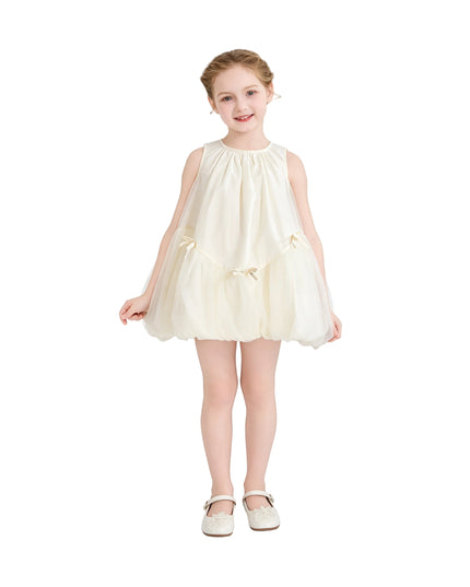 kids atelier mimi tutu Cream Marielle Layered Bow Tulle Dress