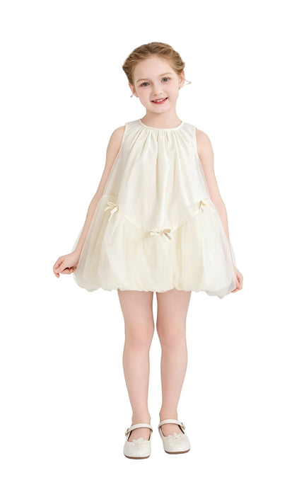 kids atelier mimi tutu Cream Marielle Layered Bow Tulle Dress