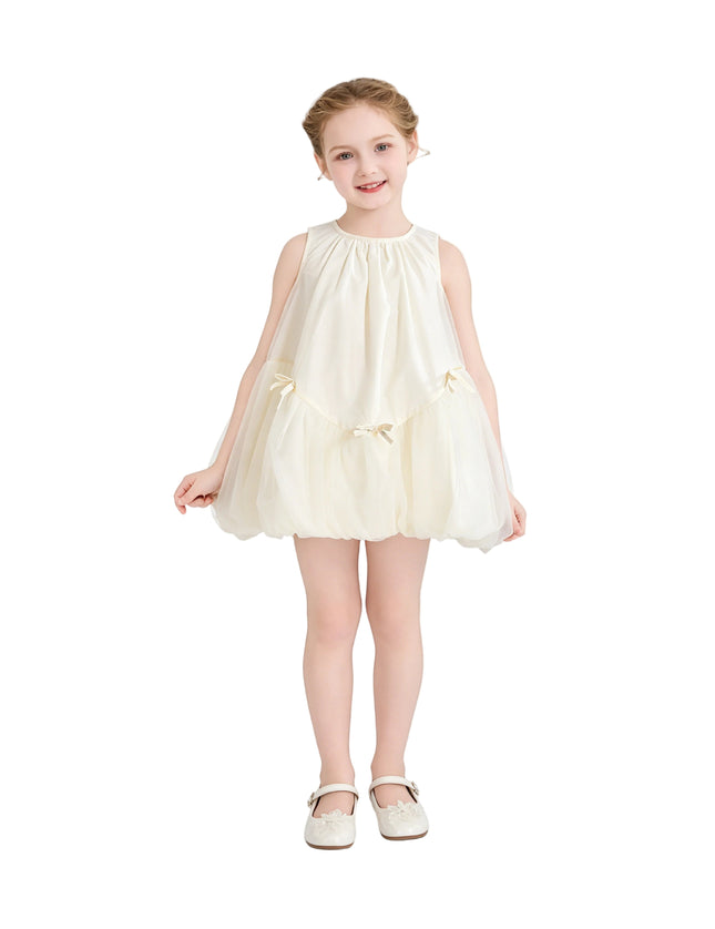 kids atelier mimi tutu Cream Marielle Layered Bow Tulle Dress