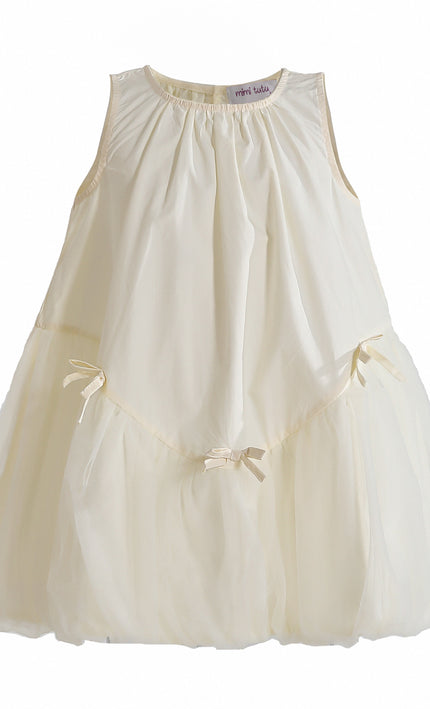 kids atelier mimi tutu Cream Marielle Layered Bow Tulle Dress