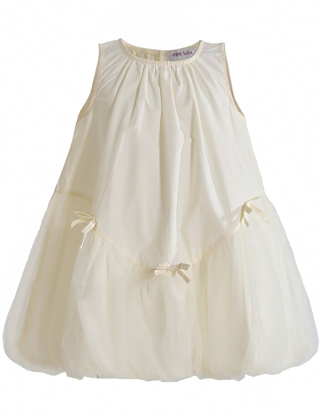 kids atelier mimi tutu Cream Marielle Layered Bow Tulle Dress