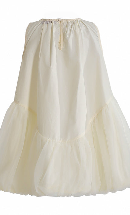 kids atelier mimi tutu Cream Marielle Layered Bow Tulle Dress