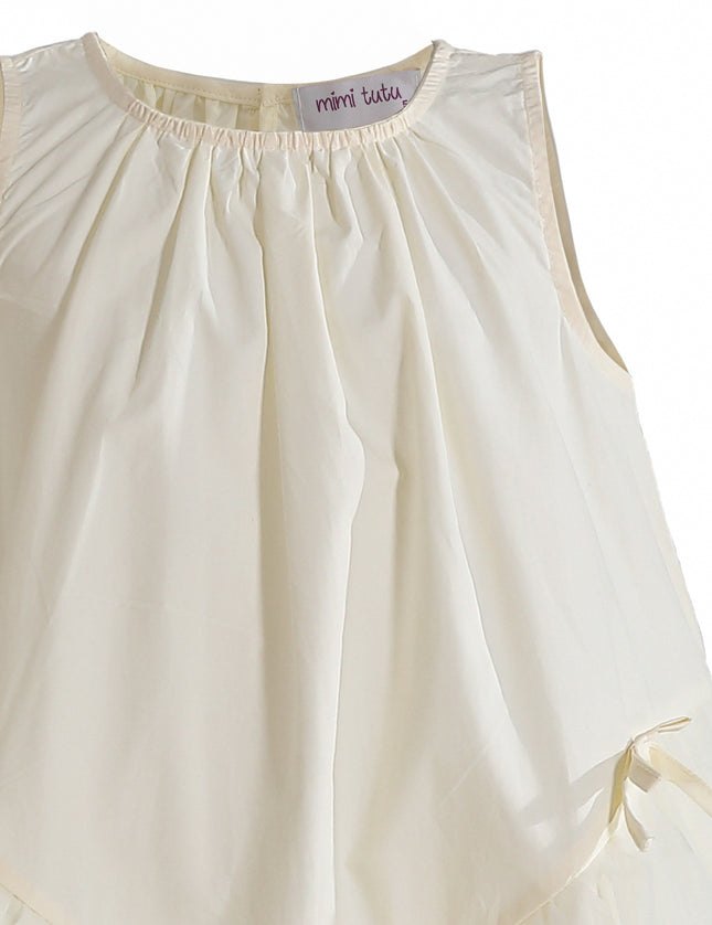 kids atelier mimi tutu Cream Marielle Layered Bow Tulle Dress