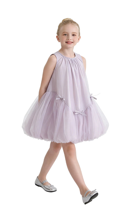 kids atelier mimi tutu Purple Marielle Layered Bow Tulle Dress