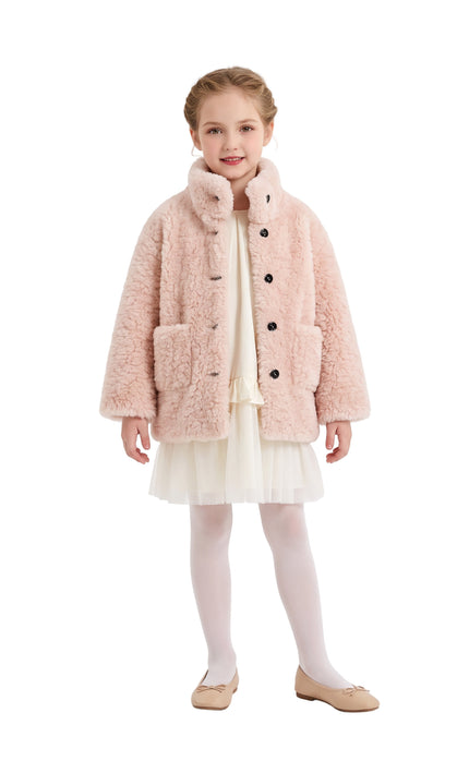 kids atelier mimi tutu Pink Shearling Coat