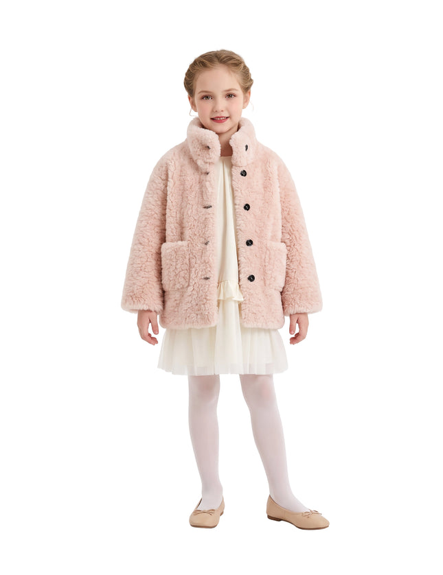 kids atelier mimi tutu Pink Shearling Coat