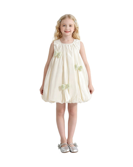 kids atelier mimi tutu Cream Annalise Sequin Bow Balloon Dress