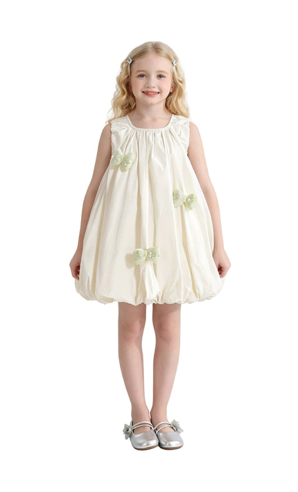 kids atelier mimi tutu Cream Annalise Sequin Bow Balloon Dress