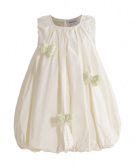 kids atelier mimi tutu Cream Annalise Sequin Bow Balloon Dress