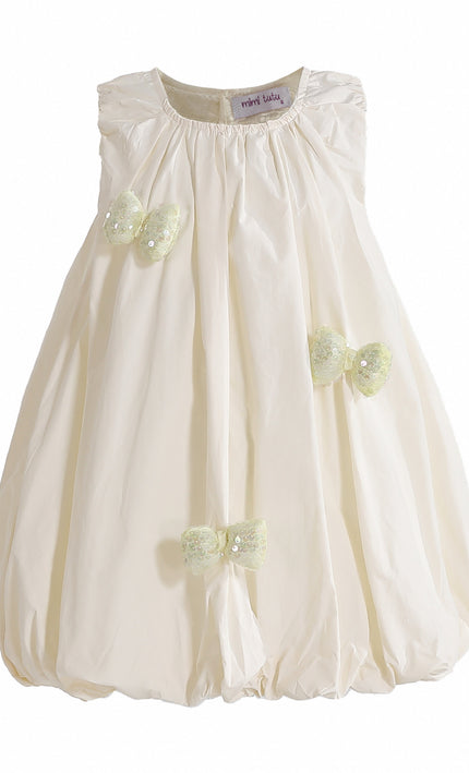 kids atelier mimi tutu Cream Annalise Sequin Bow Balloon Dress