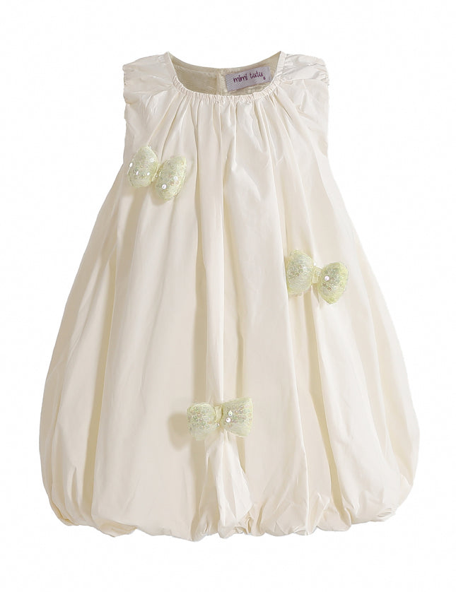 kids atelier mimi tutu Cream Annalise Sequin Bow Balloon Dress