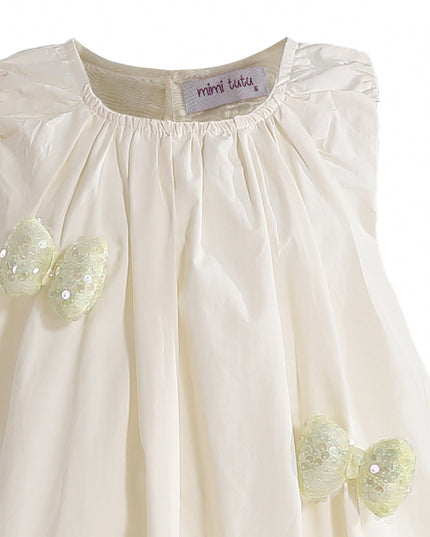 kids atelier mimi tutu Cream Annalise Sequin Bow Balloon Dress