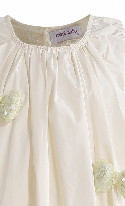 kids atelier mimi tutu Cream Annalise Sequin Bow Balloon Dress