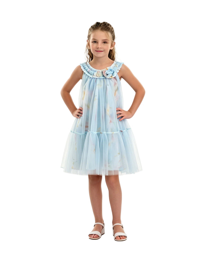 kids atelier mimi tutu Blue Rosamira Floral Tulle Dress