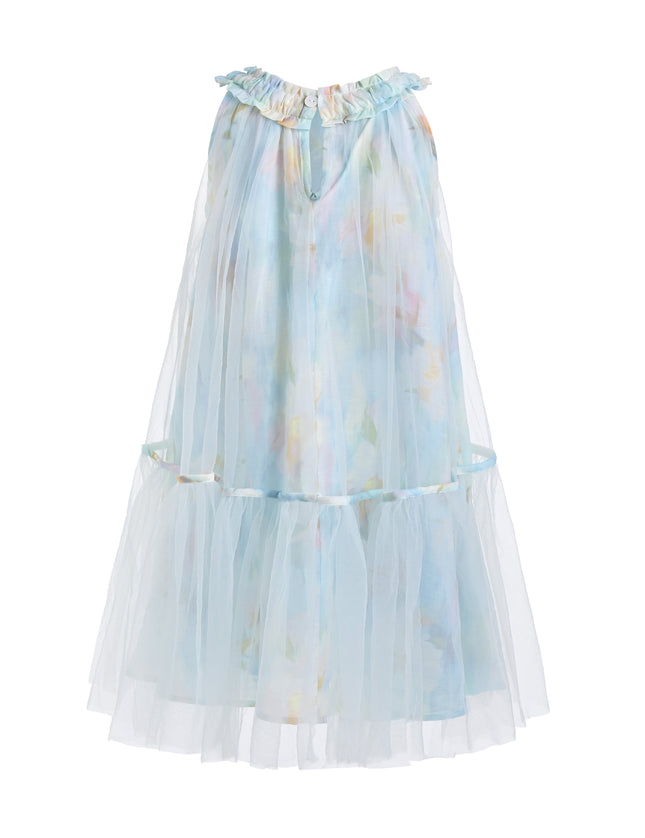 kids atelier mimi tutu Blue Rosamira Floral Tulle Dress