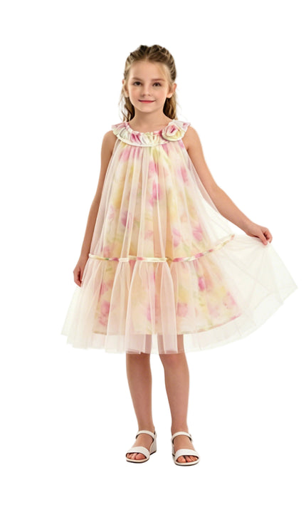 Yellow Rosamira Floral Tulle Dress