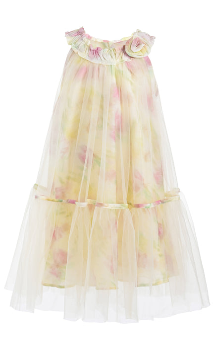 kids atelier mimi tutu Yellow Rosamira Floral Tulle Dress