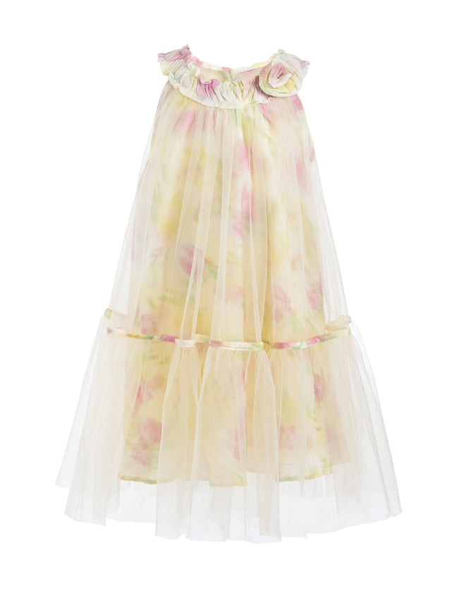 kids atelier mimi tutu Yellow Rosamira Floral Tulle Dress