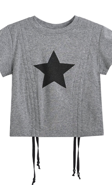 kids atelier mimi tutu Gray Tee with Star Accent