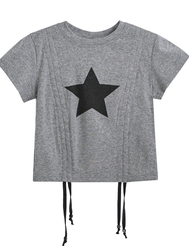 kids atelier mimi tutu Gray Tee with Star Accent