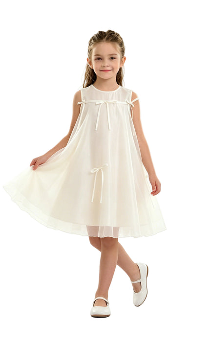 kids atelier mimi tutu White Kaia Ribbon Bow Dress