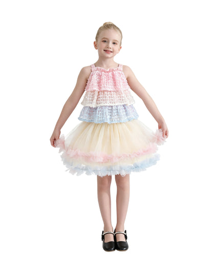 kids atelier mimi tutu Pink Pastel Elunara Ruffle Set with Hair Clip