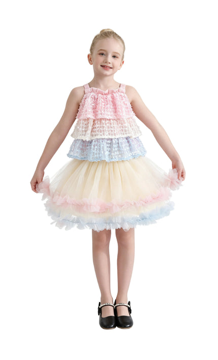 kids atelier mimi tutu Pink Pastel Elunara Ruffle Set with Hair Clip