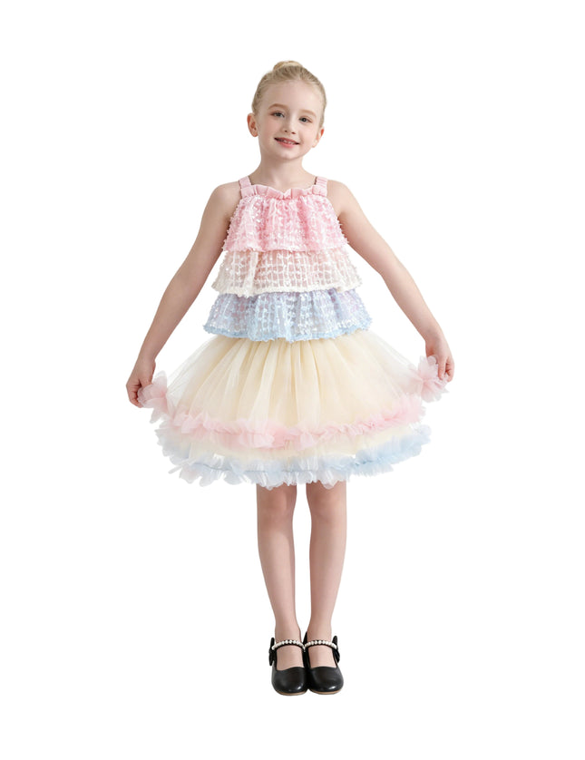 kids atelier mimi tutu Pink Pastel Elunara Ruffle Set with Hair Clip