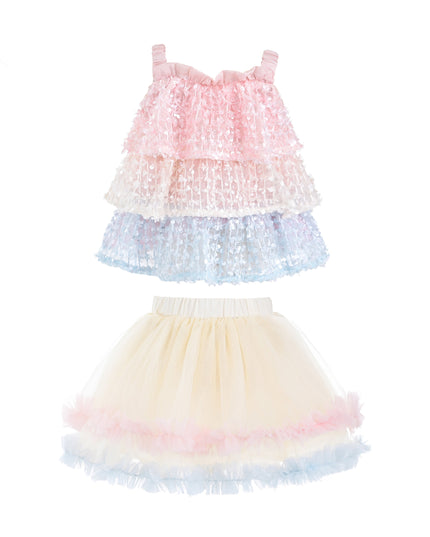 kids atelier mimi tutu Pink Pastel Elunara Ruffle Set with Hair Clip