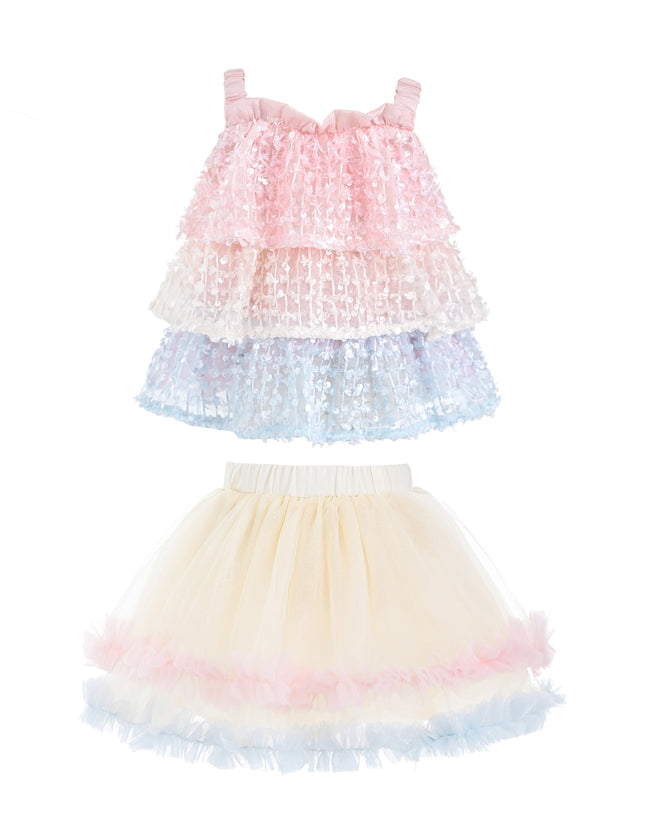 kids atelier mimi tutu Pink Pastel Elunara Ruffle Set with Hair Clip