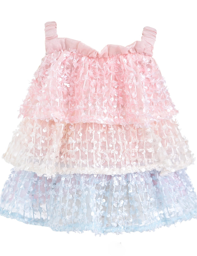 kids atelier mimi tutu Pink Pastel Elunara Ruffle Set with Hair Clip