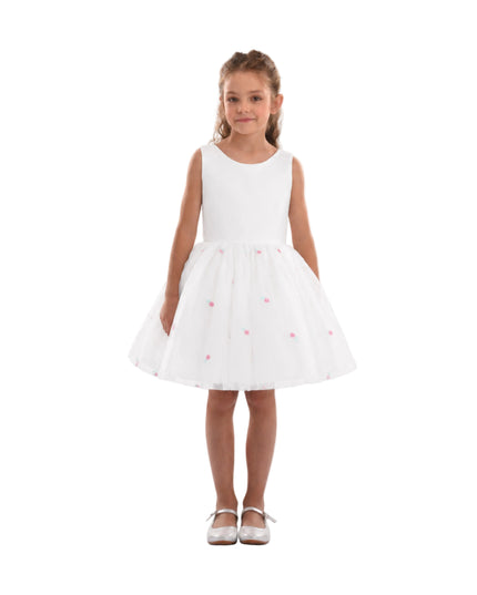 kids atelier mimi tutu White Eveloria Floral Tulle Bow Dress