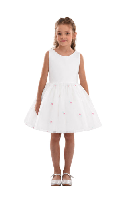 kids atelier mimi tutu White Eveloria Floral Tulle Bow Dress