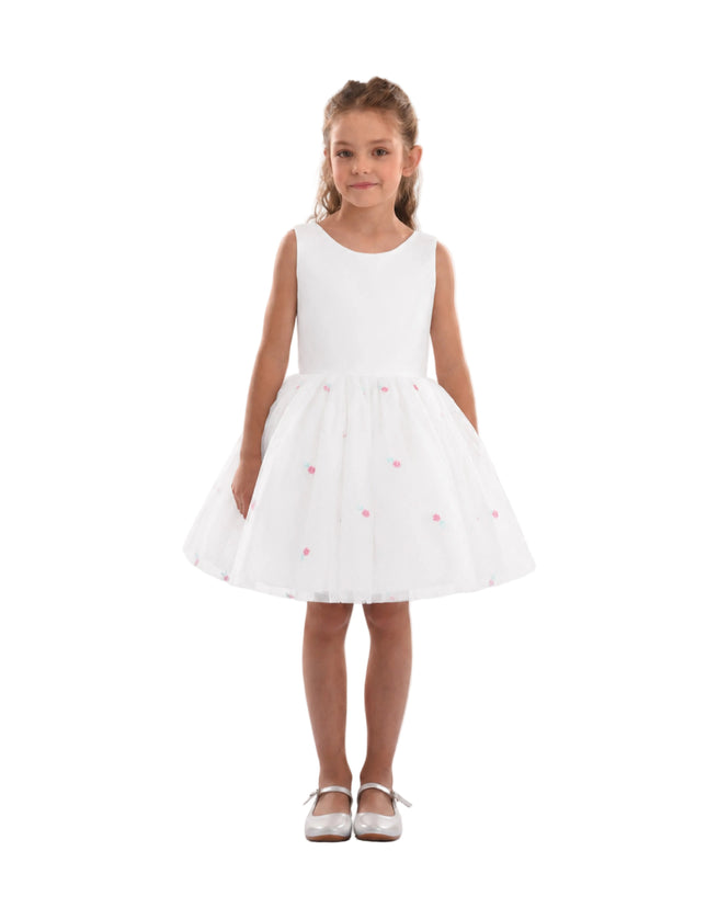 kids atelier mimi tutu White Eveloria Floral Tulle Bow Dress