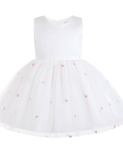 kids atelier mimi tutu White Eveloria Floral Tulle Bow Dress