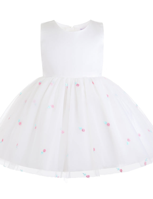 kids atelier mimi tutu White Eveloria Floral Tulle Bow Dress