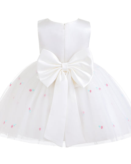 kids atelier mimi tutu White Eveloria Floral Tulle Bow Dress