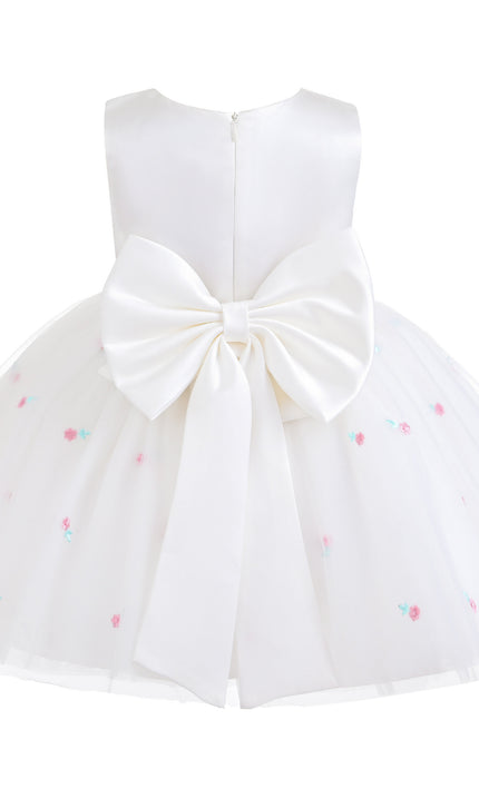 kids atelier mimi tutu White Eveloria Floral Tulle Bow Dress