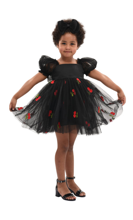 kids atelier mimi tutu Black Elysande Cherry Tulle Dress