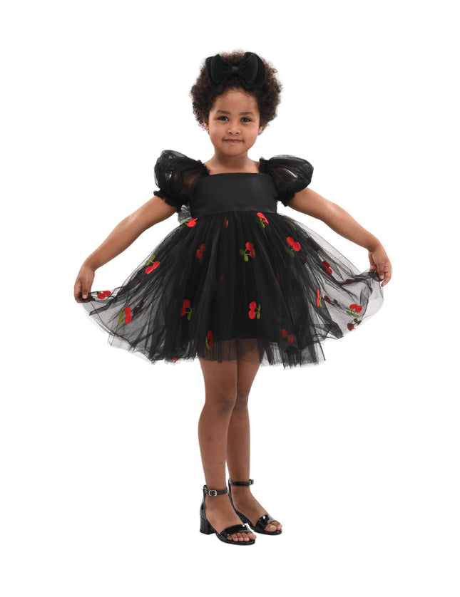 kids atelier mimi tutu Black Elysande Cherry Tulle Dress