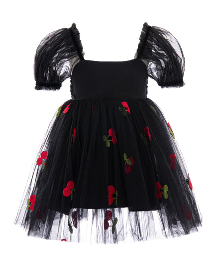 kids atelier mimi tutu Black Elysande Cherry Tulle Dress